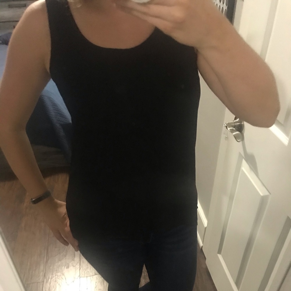 Black split back tank top